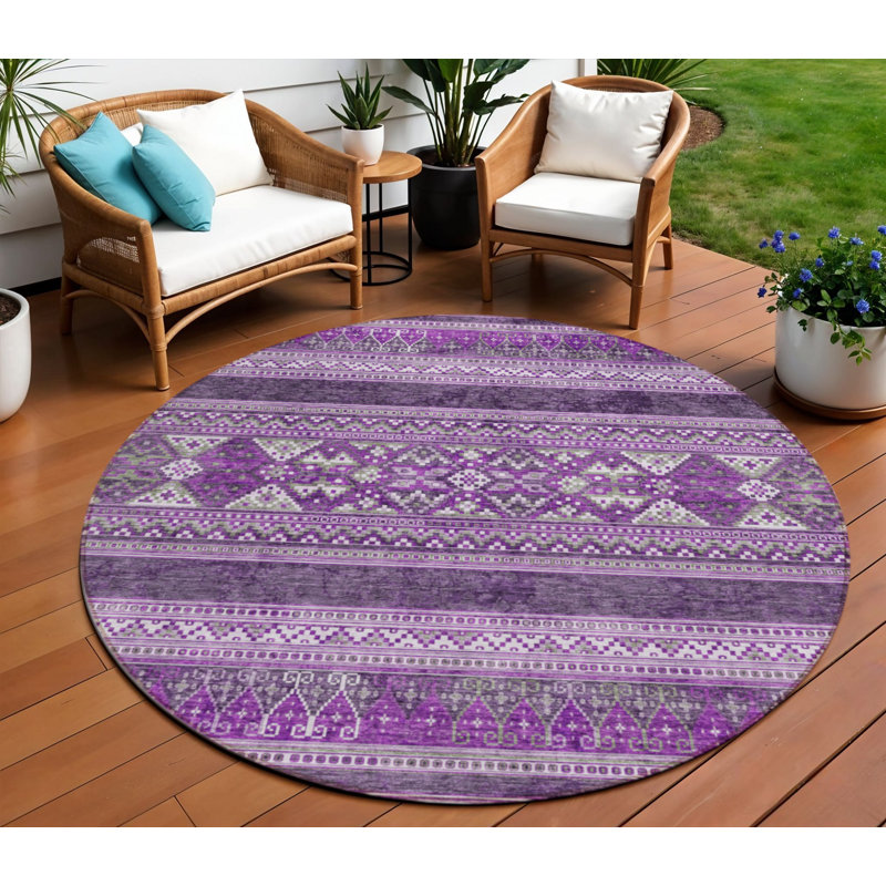 Tapis rond lavable intérieur / extérieur 8 pi Southwestern
