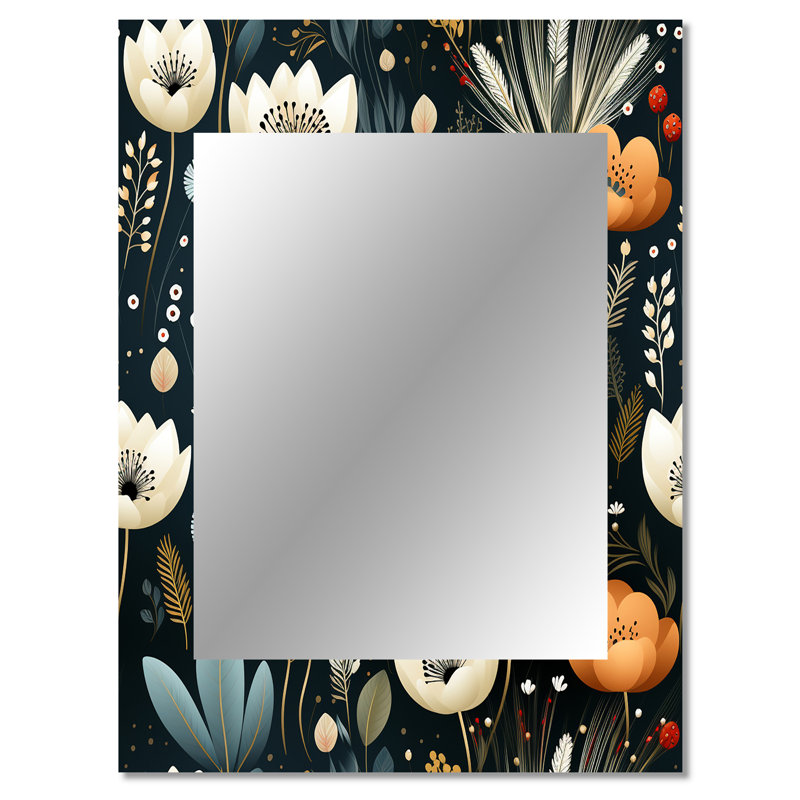Motif floral fantaisiste bohémien Yosias - miroir mural décoratif floral, 40 po x 30 po