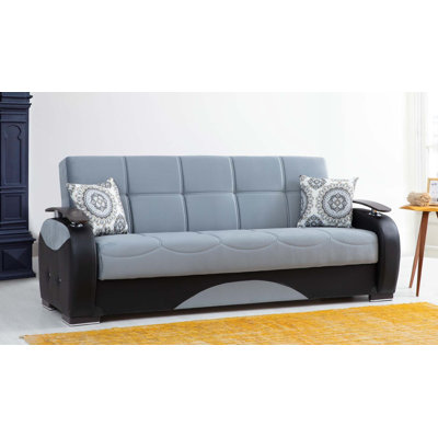 Midfrost 89" Leather Match Convertible Sleeper Sofa Bed by Brayden Studio
