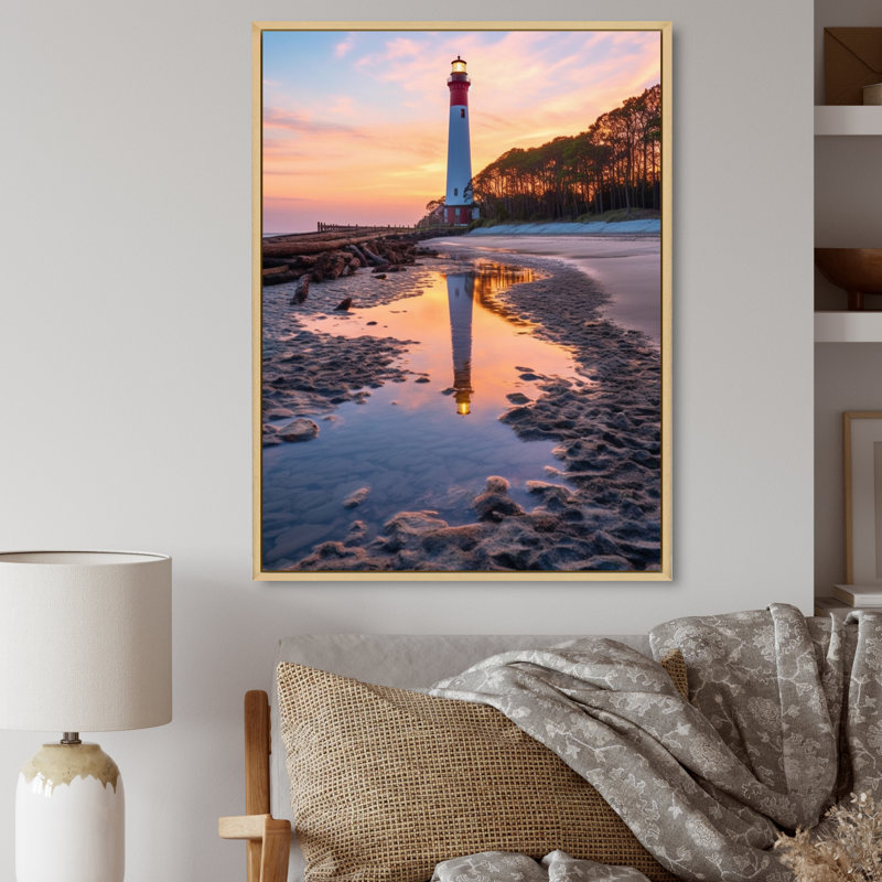 Phare, île de chasse, Caroline du Sud, reproduction sur toile, H 44 po x l 34 po x P 1,5 po, Cadre naturel flottant