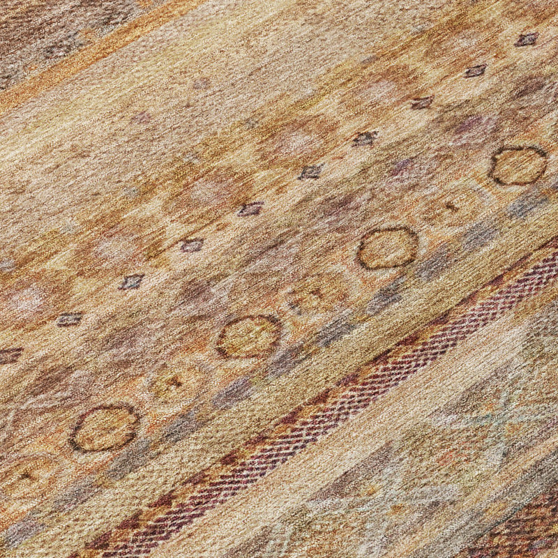 Tapis rayé intérieur / extérieur lavable à la machine ACN2722, Terre cuite, Tapis de couloir 2 pi 3 po x 7 pi 6 po