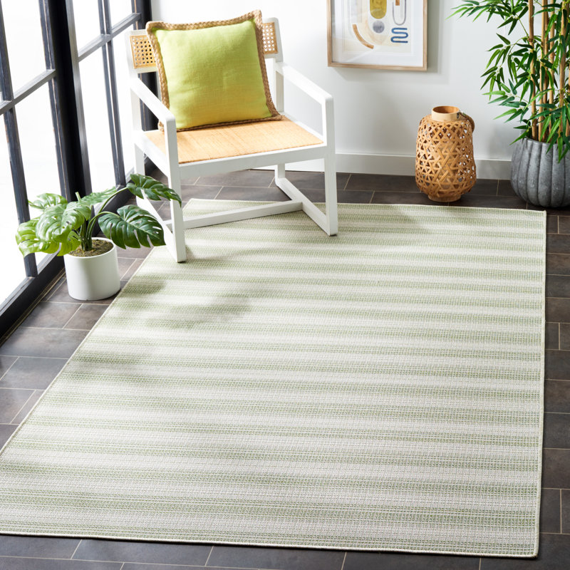 Tapis intérieur / extérieur Trigg Olive / Ivoire, Rectangle 6 pi 5 po x 9 pi 6 po