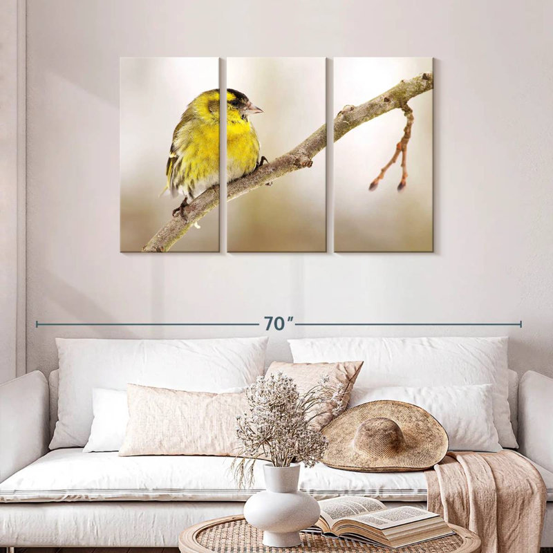 Brampt Perched Yellow Bird, 28" H x 45" W