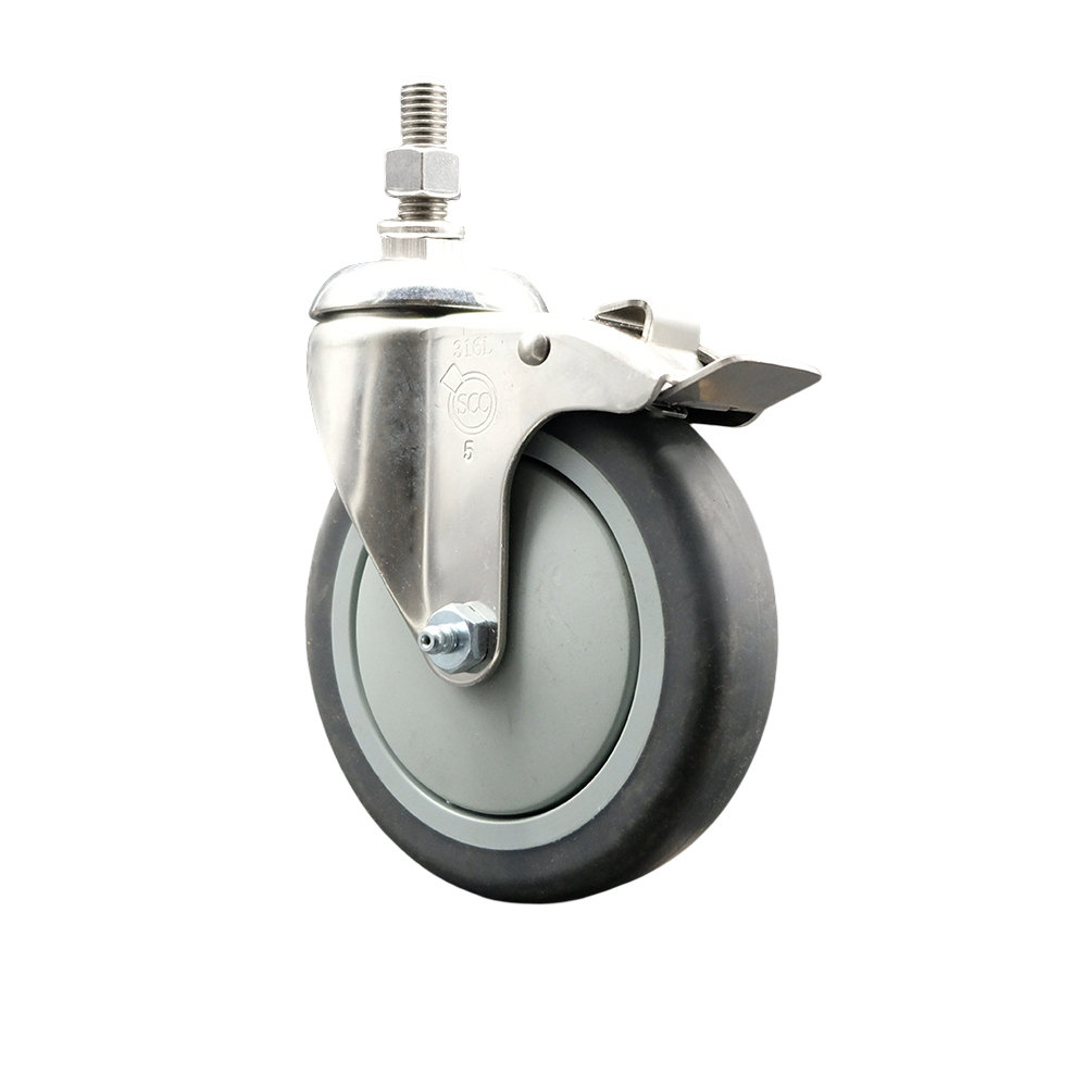 Service Caster 316SS Thermoplastic Rubber Swivel Stem Caster Total Lock ...