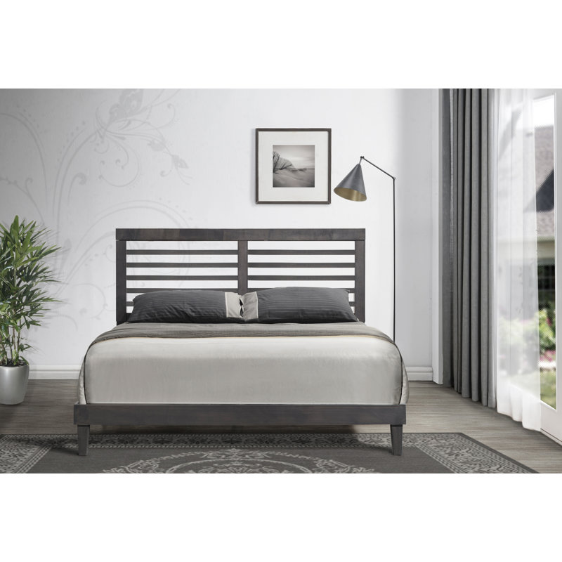 Isaul Slat Bed, Queen, Gray