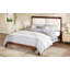 Structure de lit plateforme en bois massif avec tête de lit tapissier en velours beige, espresso et sans sommier tapissier-171828127