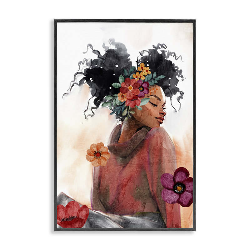 Rêve féminin, estampe numérique, design par Kim Allen, H 24 po x l 16 po, Giclée encadrée noir minuit