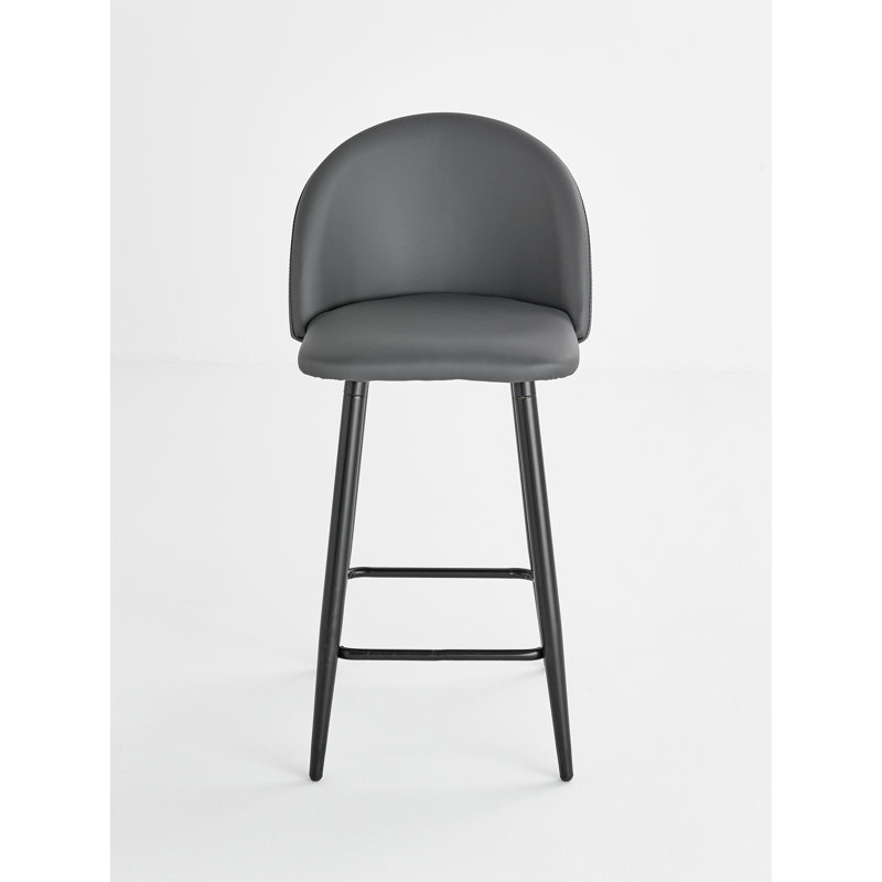 Bunde Upholstered Counter Stool with Metal Frame, Grey
