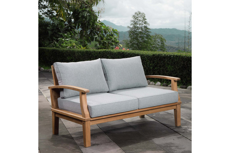 Forkland 56.5" Wide Teak Loveseat with Cushions