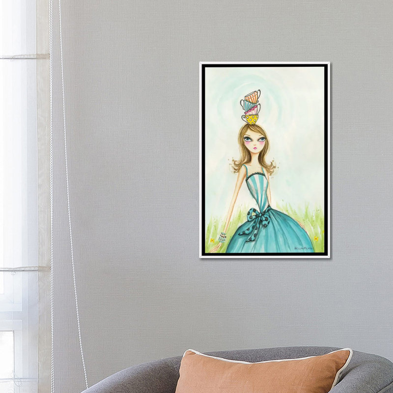 Art de noël à thé, H 26 po x l 18 po x P 1,5 po, Toile blanche encadrée