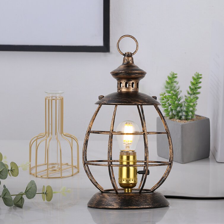 Battery Operated Brass Industrial Table Lamp