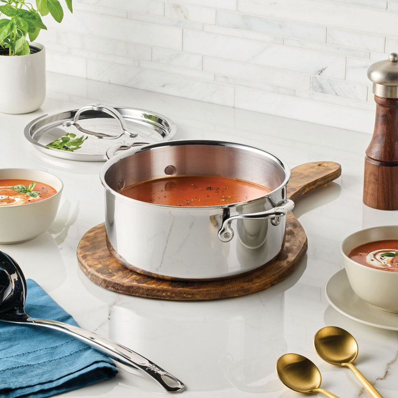 Probond® Luxe 4-quart Polished Professional Clad Stainless Steel Soup Pot With Lid