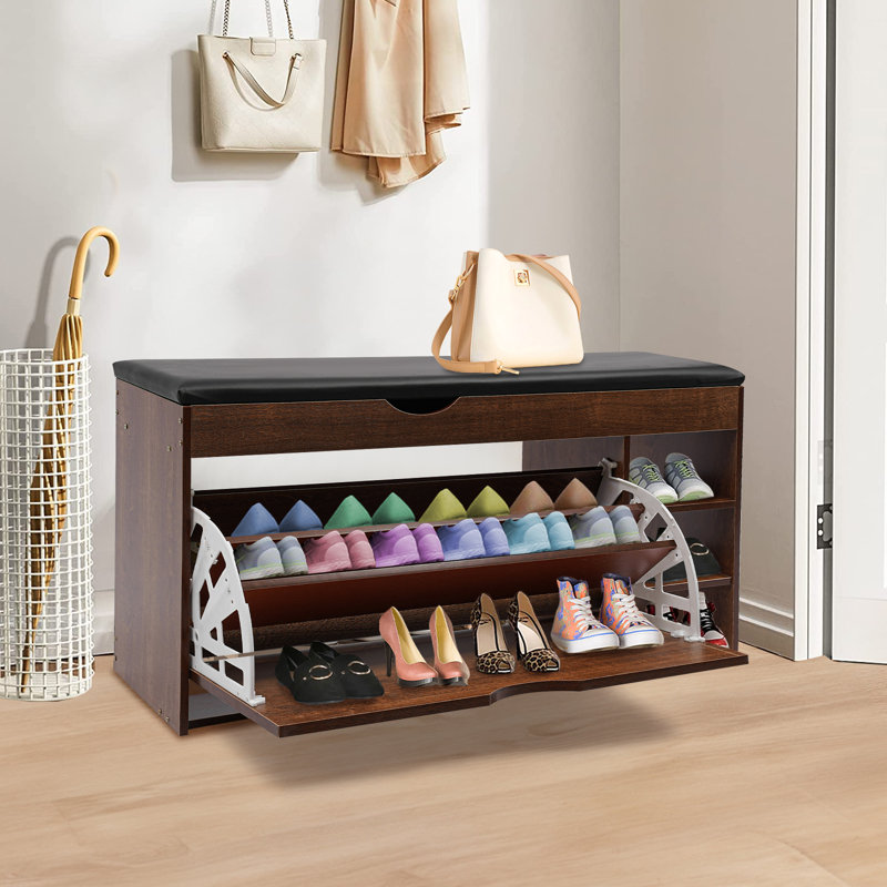 39.3X11.8X20" Shoe Storage Bench With Seat, Brown
