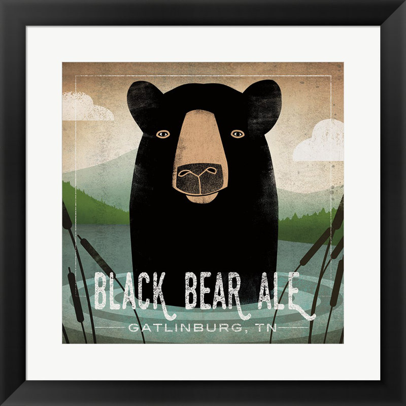 «Skinny Dip Black Bear Ale» par Ryan Fowler, art mural encadré, H 19,5 po x l 19,5 po x P 1 po, Blanc brillant