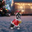 Statue de Noël terrier de Boston, figurine de chien des Fêtes en tenue de père Noël