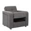 Fauteuil rembourré avec rangement de couleur grise - tablette pratique et attrayante