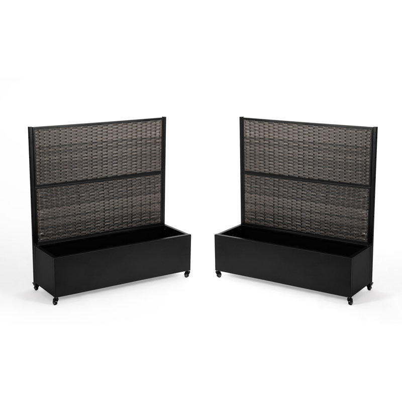 Boîte à fleurs en métal avec treillis et roues Oren, H 47,2 po x l 47,2 po x P 15,7 po