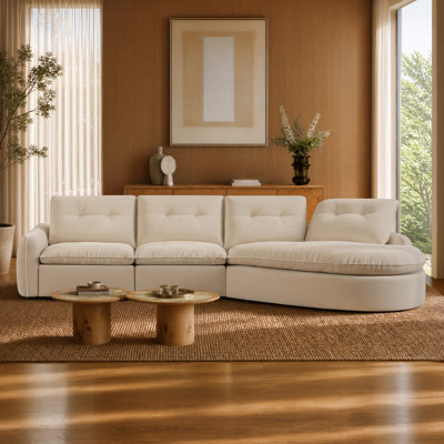 148.8"Cloud-Inspired 3-Seat Power Recliner Sofa with Right Corner Chaise
