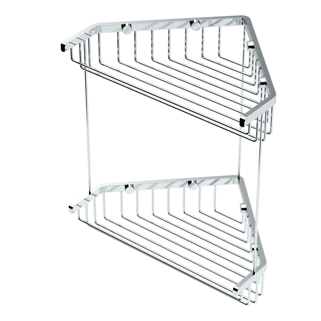 Stainless Steel Corner Wall Mount Shower Caddy | 2 Tier Bathroom Shower Shelf Organizer Gatco