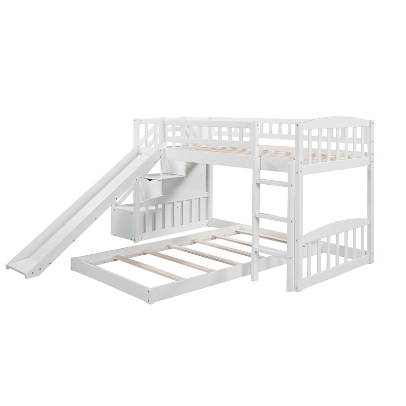 Lit superposé simple au-dessus de simple avec deux tiroirs et glissière, idéal pour un espace de sommeil supplémentaire et le plaisir dans les chambres d'enfants