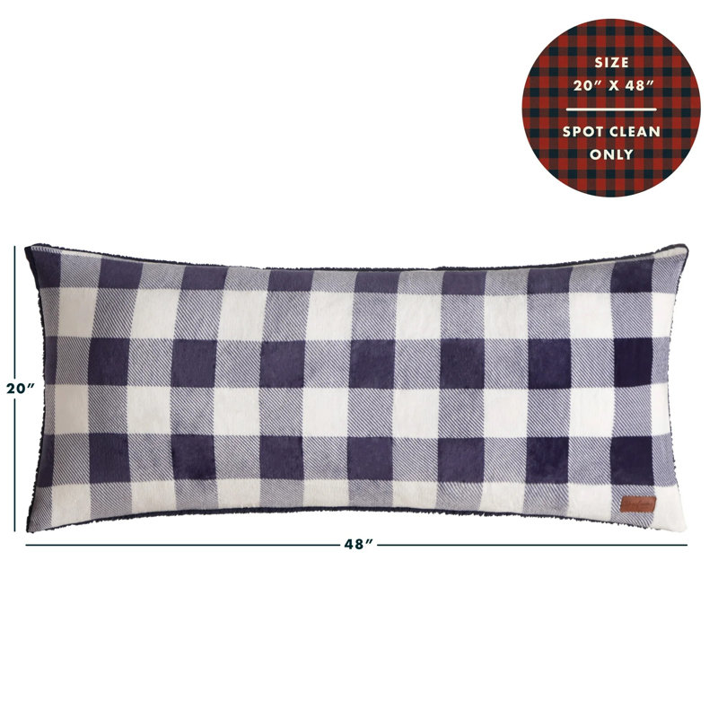Dearfoams Royal Plush Plaid Full Body Pillow, White/Navy