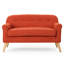 Élégant canapé deux places orange, avec accoudoirs légèrement roulés et capitonnage à boutons, revêtement en tissu, pieds en bouleau finition marron, montage facile, revêtement capitonné confortable, brun, 123 cm (l) x 74 cm (p) x 80 cm (h), orange
