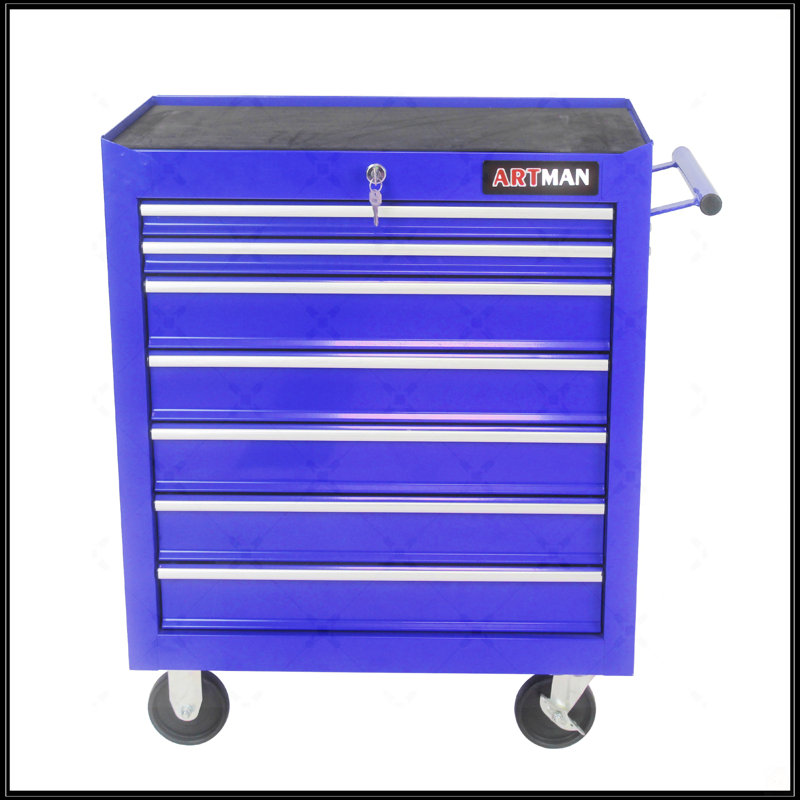 Chariot à outils 7 roulettes 7 tiroirs, Bleu