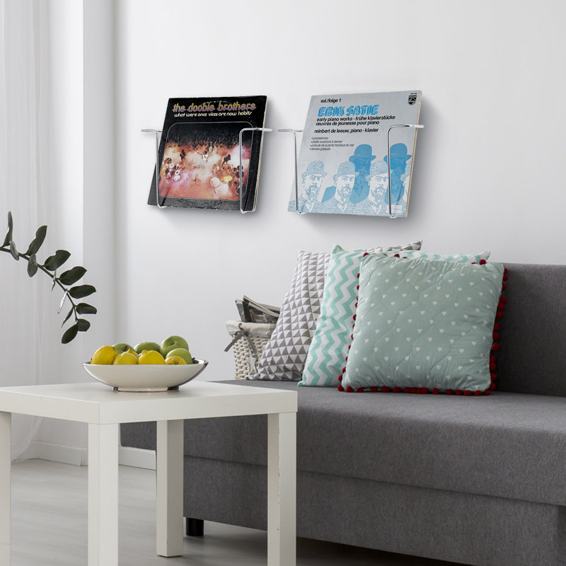 2 Piece Wall Silver Vinyl Record Storage Rack