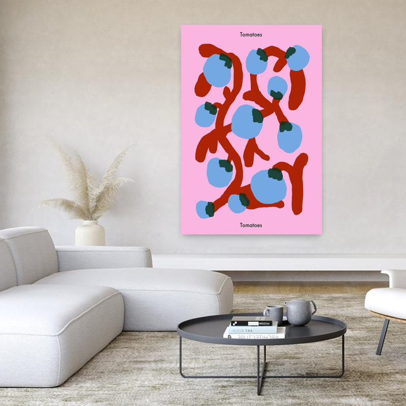 «Whimsical Blue Tomatoes», art mural, H 60 po x l 40 po