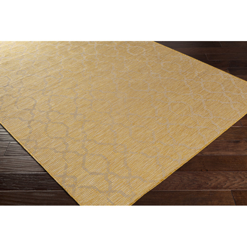 Tapis jaune à motif géométrique Brimberry, Rectangle 5 pi 3 po x 7 pi
