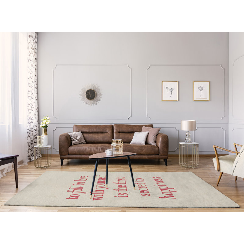 Tapis en chenille en polyester «Quotes», Rectangle 5 pi x 7 pi