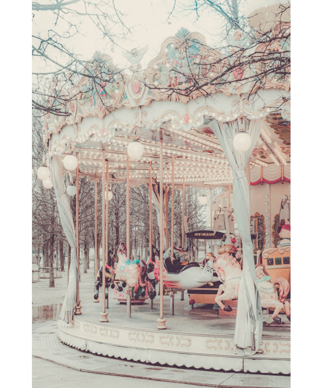 "Paris Carousel III", art mural texturé encadré, Naturel, H 40 po x l 30 po