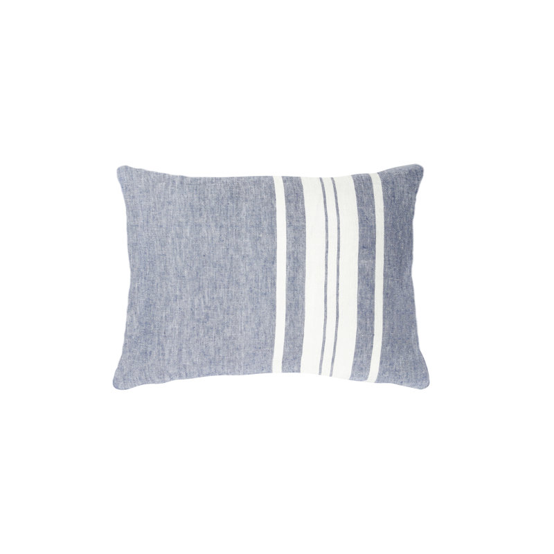 Chambray Blue and White Linen Lumbar Pillow