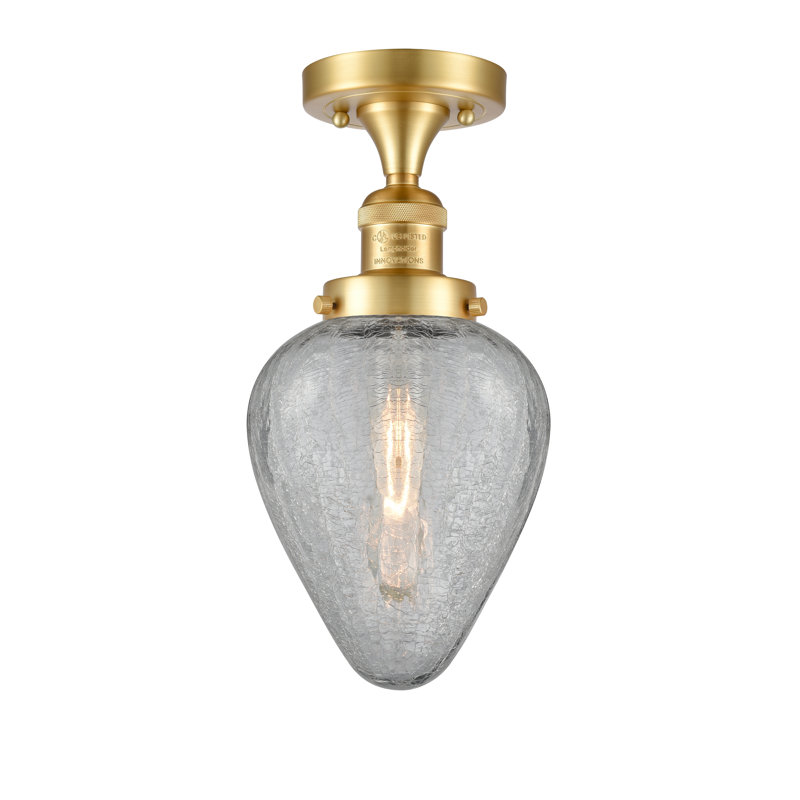 Plafonnier semi-encastré géométrique à 1 lumière unique de 7 po Shauna, Or satiné