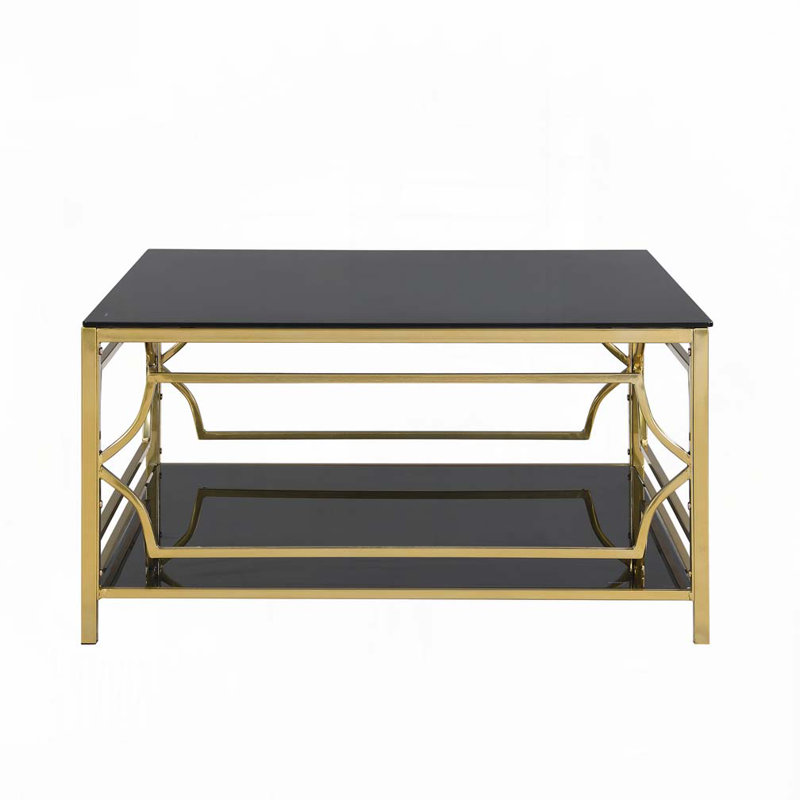 Square Glass Coffee Table, Black