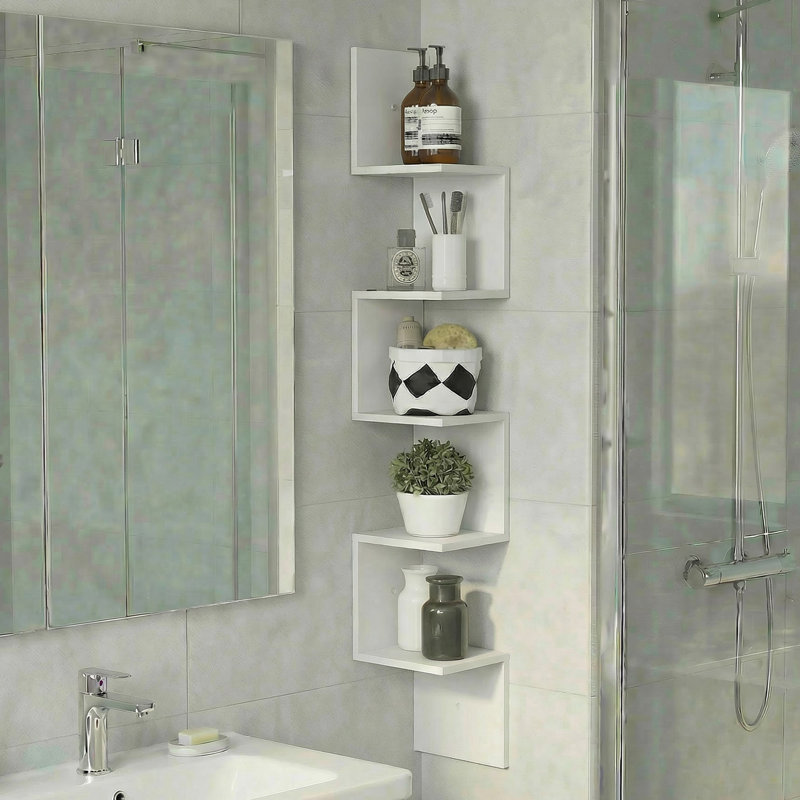 5 Piece Corner Shelf, White