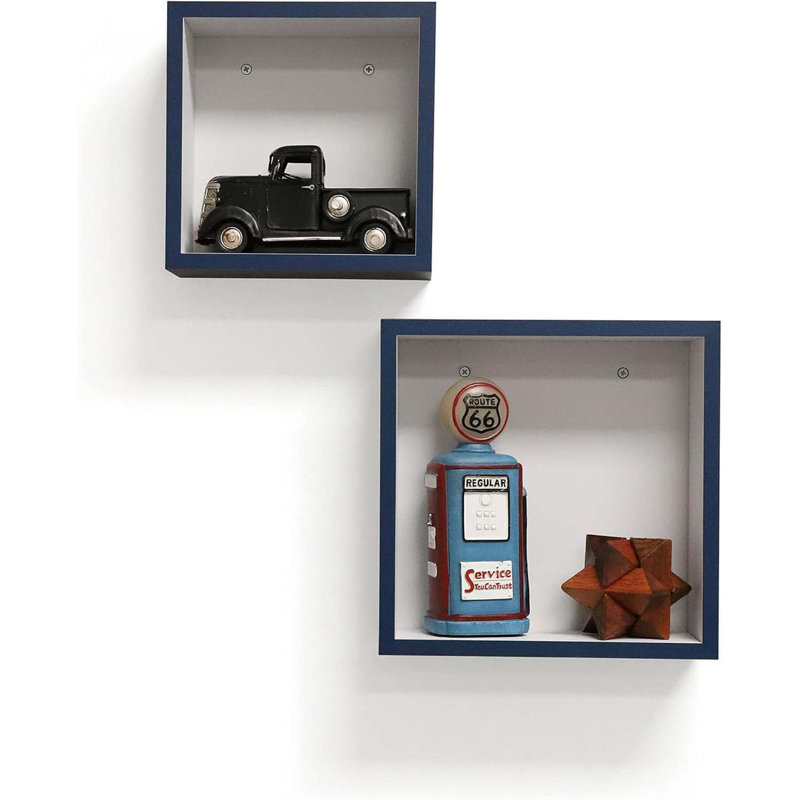 Navy Cube Shelf Set, 4" D X 10" W X 10" H, Set Of 2