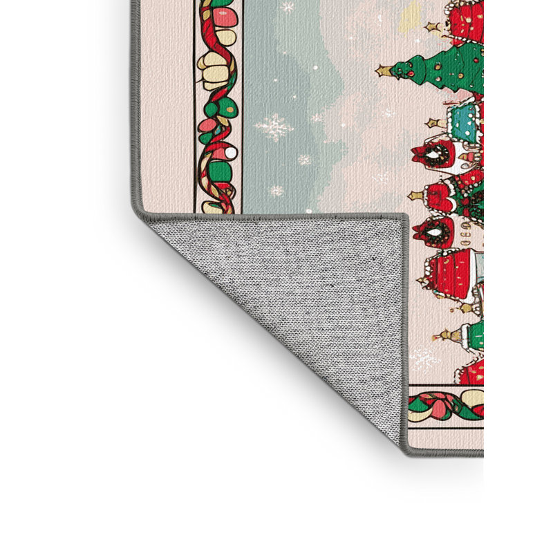 Tapis de Noël hiver lavable The Holiday Aisle®, Rectangulaire 2 pi x 3 pi