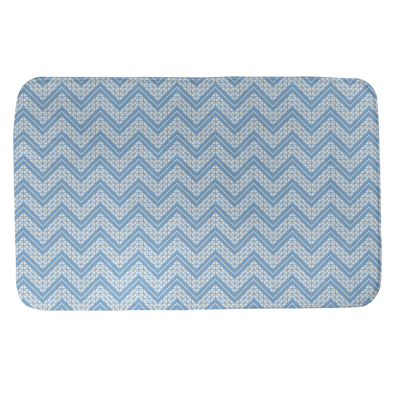 Tapis pour salle de bain à motif à chevrons à la main Stephenie, l 17 po x L 24 po, Bleu sarcelle