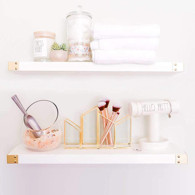 2 Piece Pine Floating Shelf, 1.5" H x 24" W x 6" D, White