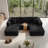 U-Shaped Modular Sectional Sofa, 3-5 Seater Cozy Washable Corduroy Couch-199500799