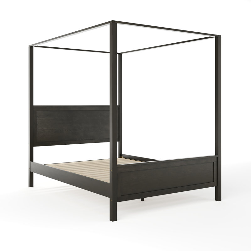Hayes Dark Gray Queen Canopy Platform Bed with Wood Headboard