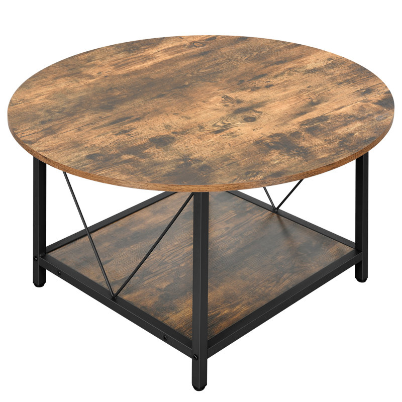 Bertran 4 Legs Coffee Table with Storage, Dark Brown, Black