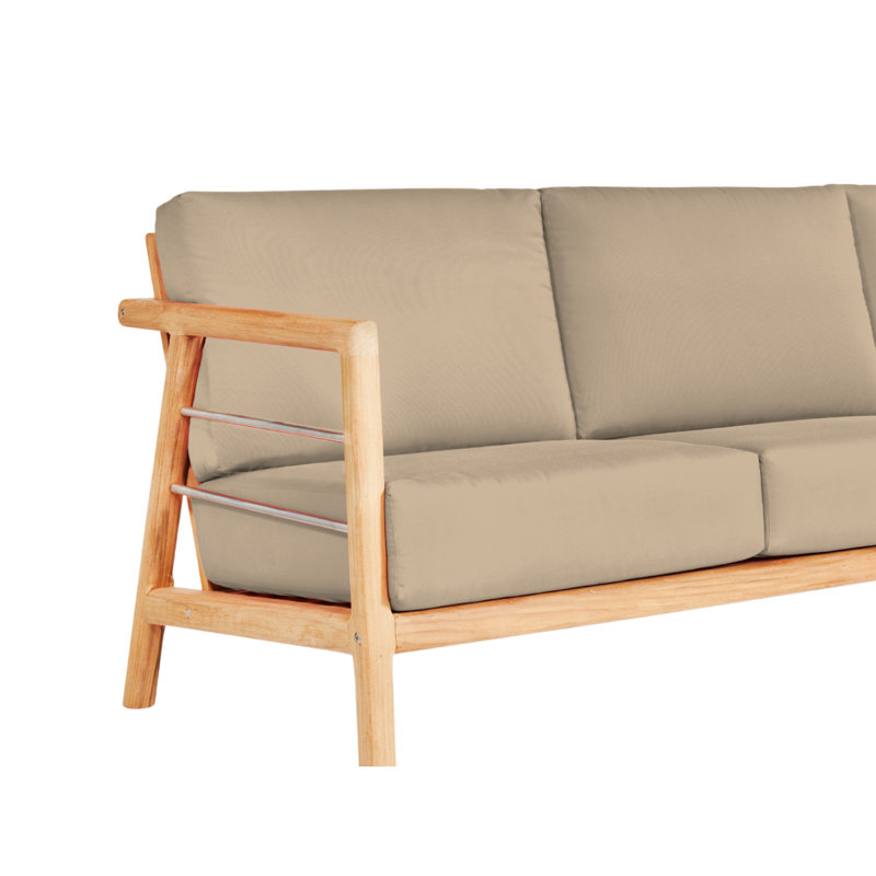 Aalto Teak Sofa With Cushion In Melon, Fawn