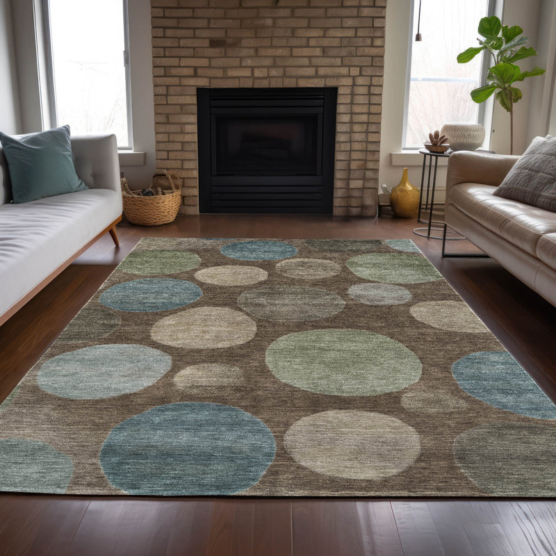 Tapis chocolat intérieur / extérieur lavable à la machine Xhevrie, Rectangle 5 pi x 7 pi 6 po