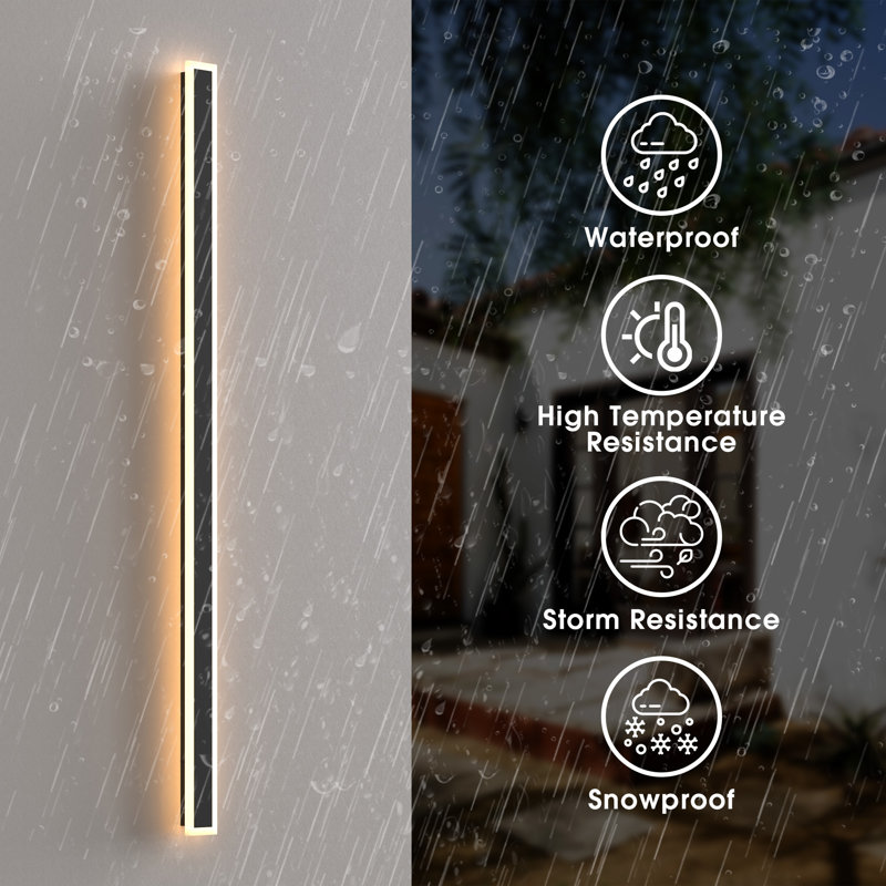 IP67 Linear LED Outdoor Wall Light Waterproof, 59" H x 3.10" W x 1.70" D