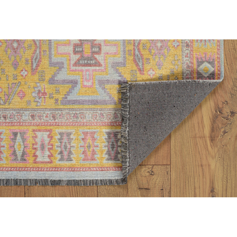 Laurel Sivas Machine Woven Polyester Area Rug in Yellow, Rectangle 2'2" x 3'