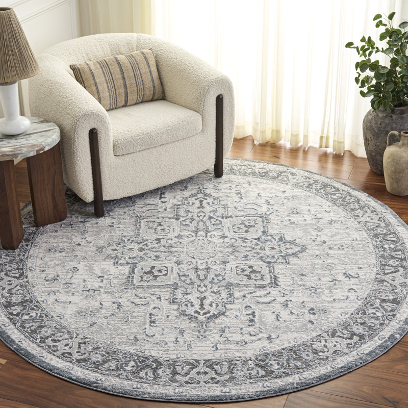 Lunara Power Loom Polyester; Jute/Sisal; Polypropylene Plastic Oriental Indoor Rug, 6'-7" x 6'-7" Round