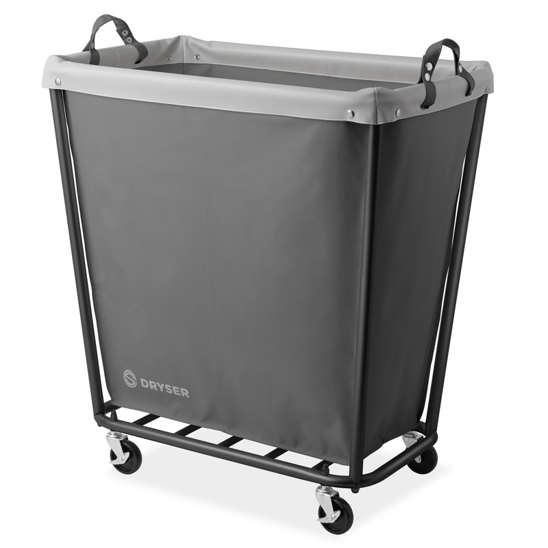 Gray Heavy-Duty Steel Frame Rolling Laundry Hamper with Canvas Bin