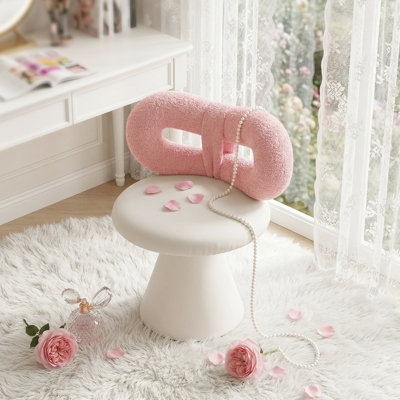 360° Swivel Vanity Chair with Round Seat Cushion,Makeup Chair for Bedroom, Living Room, Office & Study Desk - Pink